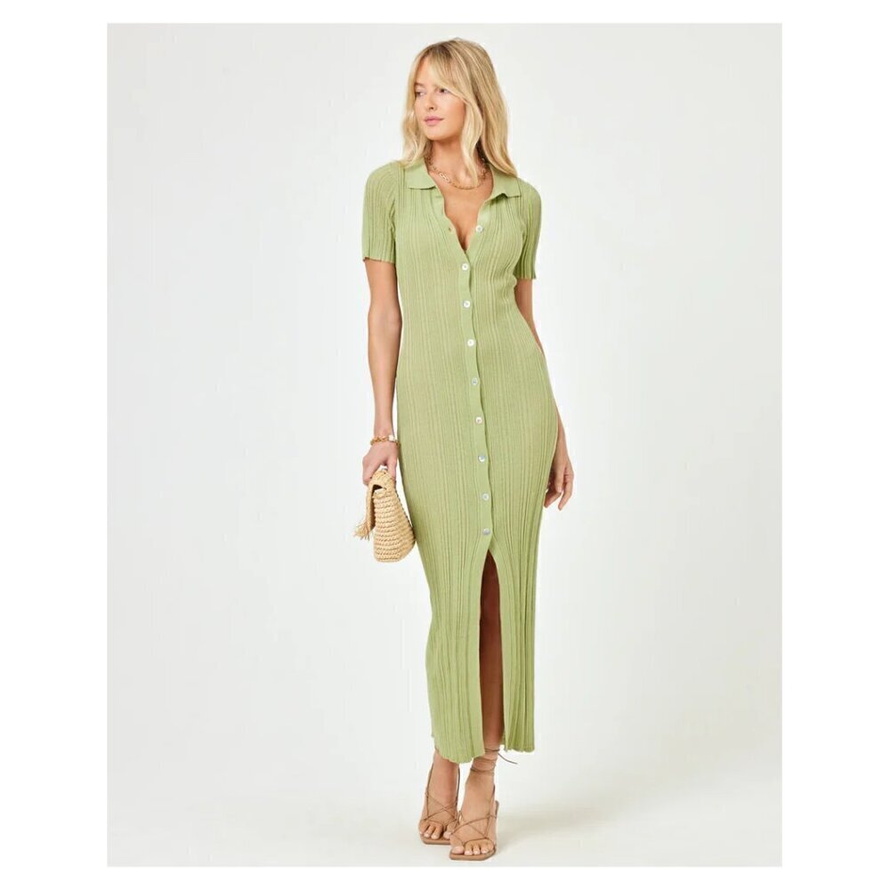 L*Space Undertow Dress In Light Olive Size Large